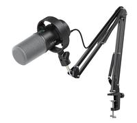FIFINE K688 Kit de microphone pour podcast, microphone dynamique USB/XLR avec perche pour PC/mixeur XLR, microphone de jeu avec bouton de sourdine, prise casque pour voix, voix-off, streaming