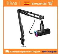 FIFINE-Kit de microphone de jeu XLR/USB, avec prise téléphonique pour sauna/muet/RVB/support de bras, ensemble de micro dynamique pour PC PS5/4 centre commercial AmpliGame AM8T AM8TW