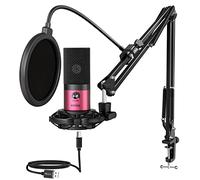 FIFINE Kit de microphone Podcast - Microphone d'enregistrement USB pour ordinateur, microphone à condensateur pour streaming, jeux, voix, réunion, avec support, support antichoc, filtre anti-pop T669 - Rose rouge