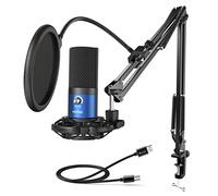 FIFINE Kit de microphone USB pour PC, condensateur cardioïde sur Mac Windows PS4/PS5, pour streaming, baladodiffusion, jeux, vidéo, utilisation à domicile, avec bouton de gain, bras support T669 Bleu