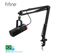 FIFINE-Kit de microphone XLR dynamique avec HONArm pour centre commercial, ensemble de micros USB de jeu avec RVB, contrôle du volume pour PC, PS5, PS4, AmpliGame, AM8T AM8T