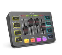 FIFINE Mélangeur audio de jeu pour streaming, interface audio PC RVB, mixeur DJ avec interface microphone XLR, design de canal individuel, table d'harmonie personnalisée pour podcast, enregistrement,