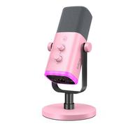 FIFINE Microphone dynamique USB/XLR avec bouton tactile muet, prise casque, commandes e/s, pour PC PS5/4 mixer, micro de jeu Ampligame AM8 (Rose)