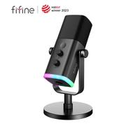 FIFINE-Microphone dynamique USB/XLR avec bouton tactile muet, prise téléphonique pour sauna, commandes d'E/S, pour table de mixage PC PS5/4, micro de jeu, Ampligame AM8 AM8