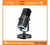 FIFINE-Microphone dynamique USB/XLR avec bouton tactile muet, prise téléphonique pour sauna, commandes d'E/S, pour table de mixage PC PS5/4, micro de jeu, Ampligame AM8 AM8