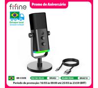 FIFINE Microphone dynamique USB/XLR avec contrôle RGB/prise casque/muet, micro pour enregistrement de jeu sur PC Streaming AmpliGame-AM8 AM8P