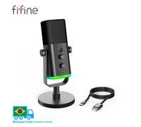 FIFINE Microphone dynamique USB/XLR avec contrôle RGB/prise casque/muet, micro pour enregistrement de jeu sur PC Streaming AmpliGame-AM8 AM8P-BR