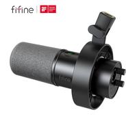 FIFINE-Microphone dynamique USB/XLR, avec support antichoc, silencieux tactile, prise casque et contrôle du volume, pour PC ou carte son statique-K688 K688