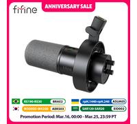 FIFINE-Microphone dynamique USB/XLR avec support antichoc, silencieux tactile, prise téléphonique pour sauna, contrôle du volume, PC ou carte son statique, K688 BLANC