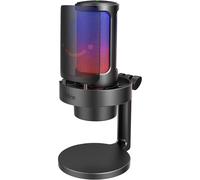 FIFINE Microphone USB set Podcast Studio PC Condensateur Gaming Contrôle RGB, bouton muet