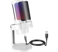 FIFINE PC Microphone RGB Streaming Gaming Podcast Studio avec contrôle RGB, bouton de coupure du son, prise casque, filtre pop