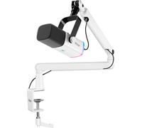 FIFINE TAM8 USB/XLR Gaming Microphone pour streaming podcast studio, USB Dynamic Microphone PC avec bras boom, blanc