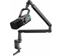 FIFINE TAM8 USB/XLR Gaming Microphone pour streaming podcast studio, USB Dynamic Microphone PC avec bras boom, noir