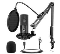 FIFINE USB Micro avec Bras, Microphone Podcast à Condensateur pour Ordinateur PS4/PS5, Micro PC pour Streaming Studio avec Pied de Microphone - T669