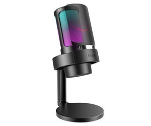 FIFINE USB PC Microphone Gaming pour Streaming, Podcasts, RGB Condensateur Microphone pour Mac PS4 PS5, avec Contrôle RGB, Touche Muette, Prise Casque, Filtre Anti-Pop