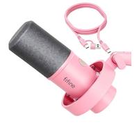 FIFINE USB/XLR Studio Micro Dynamique pour PC, RGB Cardioïde Microphone pour Gaming Streaming, Rose