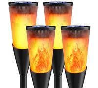 FIFlying Lumières Flamme Solaire Exterieure, 4 Pièces 12 LED Lampe Solaire Flamme IP65 Étanche, 2 Modes Lampe Torche Solaire avec Flammes Réalistes pour Décor, Jardin, Patio, Chemins, Pelouse