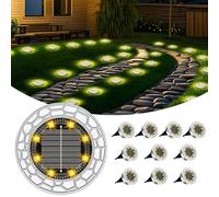 FIFlying 10 piece Lampe Solaires au Sol, 8 LED Lampe Solaire Jardin, Warm White Stainless Steel LED Eclairage Exterieur Solaire, for Lawn, Driveway, Sidewalk, Patio