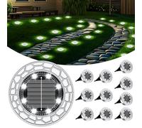 FIFlying 10 piece Lampe Solaires au Sol, 8 LED Lampe Solaire Jardin, Cool White Stainless Steel LED Eclairage Exterieur Solaire, for Lawn, Driveway, Sidewalk, Patio