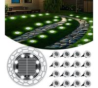 FIFlying 16 Piece Lampe Solaire Exterieur, 8 LED Lumiere Solaire Exterieur, Stainless Steel LED Lampe Solaire Exterieur Jardin, for Lawn, Driveway, Sidewalk, Patio, Blanc Froid