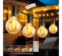 FIFlying Guirlande Solaire Exterieur, 10.45M/34.3Ft Guirlande Lumineuse Solaire avec 12+1 G40 Ampoules, 8 Modes Étanche IP44 Guirlande Guinguette Extérieur pour Jardin Terrasse Noël Mariage Fête