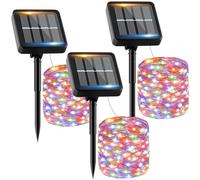Guirlande Solaire Exterieur 12M 120LED 【Lot de 3】Guirlande Lumineuse Exterieure Solaire Étanche Coloré 8 Modes Lumière Solaire Décoration pour Jardin Terrasse Maison Fête Noël Mariage