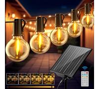 FIFlying Chaîne lumineuse extérieure solaire 17 M/56 FT, G40 guirlande lumineuse solaire avec 24 + 1 LED, 2 700 K, blanc chaud, étanche, guirlande lumineuse solaire, adaptée pour les festivals, fêtes