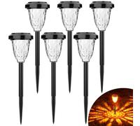 FIFlying Lampe Solaire Exterieur, 6 Pièces Flamme Saute Lampe Solaire Jardin Exterieure au Sol, IP65 Étanche Lumiere Solaire Exterieur pour Jardin, Pelouse, Chemins, Terrasse, Allée - 9CM Diamètre