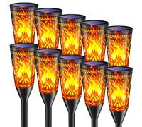 FIFlying Lumiere Solaire Exterieur, 10 Pack 12 LED, Lampe Solaire Jardin Avec Effet de Flamme RéAliste, éTanche Ip65, Convient Pour Jardin, Terrasse, Pelouse, Balcon, Chemin, Parterre de Fleurs