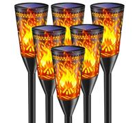FIFlying Lampe Solaire Exterieur Jardin, 6 Pack, Lumiere Solaire Exterieur Avec Effet de Flamme RéAliste, éTanche Ip65, Convient Pour Jardin, Terrasse, Pelouse, Balcon, Chemin, Parterre de Fleurs
