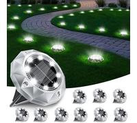 FIFlying Lot de 10 lampes solaires d'extérieur - Blanc froid - 8 LED - Éclairage de jardin - Étanche - Pour extérieur, jardin, pelouse, allée, trottoir, patio