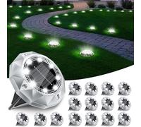 FIFlying Lot de 16 Lampe Solaire Au Sol Jardin, 8 LED Lumiere Solaire Exterieur Étanche IP65, Spot Solaire Extérieur Encastrables pour Chemins Pelouse Cour Jardin Chemin Piscine Allée, Blanc Froid