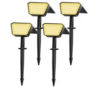 FIFlying Lot de 4 Spot Solaire Extérieur, 44 LED Lampe Solaire Exterieur, 3 Modes d'Éclairage avec Étanche IP67 Lumiere Solaire Exterieur pour Jardin, Cour, Allée, Chemin - Blanc Chaud