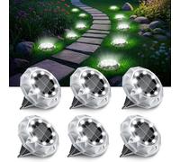 FIFlying Lot de 6 Lampe Solaire Au Sol Jardin, 8 LED Lumiere Solaire Exterieur Étanche IP65, Spot Solaire Extérieur Encastrables pour Chemins Pelouse Cour Jardin Chemin Piscine Allée, Blanc Froid