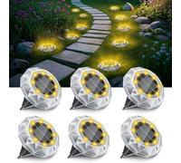 FIFlying Lot de 6 Lampe Solaire Au Sol Jardin, 8 LED Lumiere Solaire Exterieur Étanche IP65, Spot Solaire Extérieur Encastrables pour Chemins Pelouse Cour Jardin Chemin Piscine Allée, Blanc Chaud