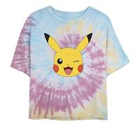 Fifth Sun Pikachu Big Face T-Shirt, Bleu/Rose/Jaune Clair, L Femme