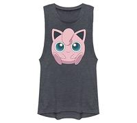 FIFTH SUN Visage rempli de Jigglypuff Chemise, Bleu Jean chiné, L Femme