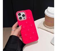FIFTHAVE Coque de protection fine pour iPhone 11 Pro Max, en TPU souple avec paillettes et fleurs 3D, résistant aux chocs, fine et rose rouge