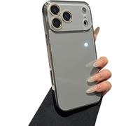 FIFTHAVE Coque de protection pour iPhone 12 Pro, cristal de luxe, galvanisé, ultra fin, protection de l'appareil photo, fille, robuste, résistante aux rayures, anti-chocs, grise