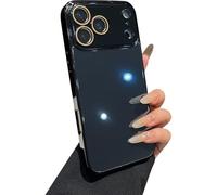 FIFTHAVE Coque de protection pour iPhone 12 Pro, cristal de luxe, galvanisé, ultra fin, protection de l'appareil photo, fille, robuste, résistante aux rayures, anti-chocs, noire