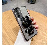 FIFTHAVE Coque de protection pour Samsung Galaxy A72 - Avec support - Motif lapin - Miroir - En silicone - Pour fille - Paillettes - Noir