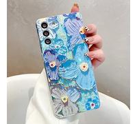 FIFTHAVE Coque de protection pour Samsung S22 Ultra 6,8" Motif floral en 3D Motif fleurs bleues