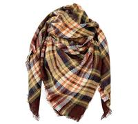 FIFTHAVE Écharpe Chale Femme Cachemire Châle Grand Plaid Tissu Glands Foulard Oversize Ponchos Carreaux Shawl Automne Hiver et Capes Acrylique Souple Chaud Scarf Marron