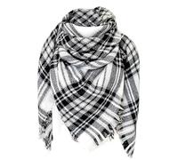 FIFTHAVE Écharpe Chale Femme Cachemire Châle Grand Plaid Tissu Glands Foulard Oversize Ponchos Carreaux Shawl Automne Hiver et Capes Acrylique Souple Chaud Scarf Noir 01