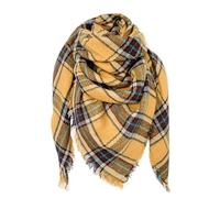 FIFTHAVE Écharpe Femme Homme Châle Cachemire Ecossaise Mode Ponchos Plaid Foulards Automne Hiver Oversize Cape Glands Scarf Carreaux Chaud Carrée Souple Étole Couvertures Jaune
