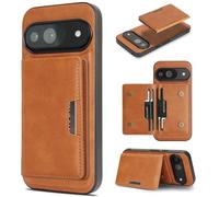 FIFTHAVE Étui de protection magnétique pour téléphone portable Google Pixel 10 Pro XL - Avec porte-cartes - En cuir - Avec support - Avec compartiment pour cartes magnétique - Marron