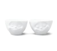 FIFTYEIGHT 3D Lot de 2 tasses et petits bols n°2 «Verträumt & Glück» porcelaine 100 ml blanc