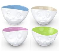 Fiftyeight Lot de 4 bols Bols avec intérieur multicolore souriant + boudeur + embrassant + toqué
