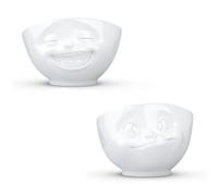 Fiftyeight - Set de 2 tasses TV - Motif visage souriant et visage de goût délicieux - 500 ml - Idéales comme surprise