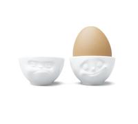 'Fiftyeight T015301 Egg Cup Set Happy Hmpff 3.7 x 5.4 x 5.4 cm 2 Units, white po